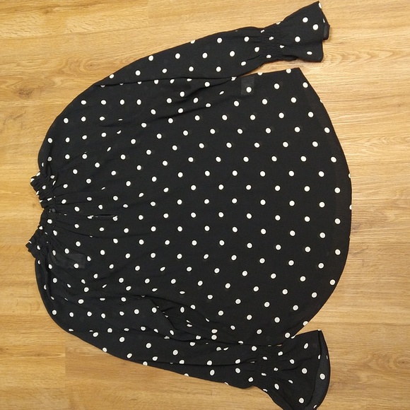 Loft, black with white polka dots blouse, size M, long sleeve, NWT, womens - Picture 4 of 8